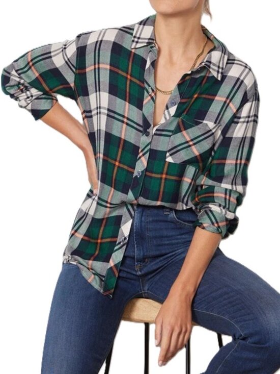 Rails Tops - NWOT Rails Hunter Forest Navy Stone GREEN Plaid Flannel NAVY BLUE